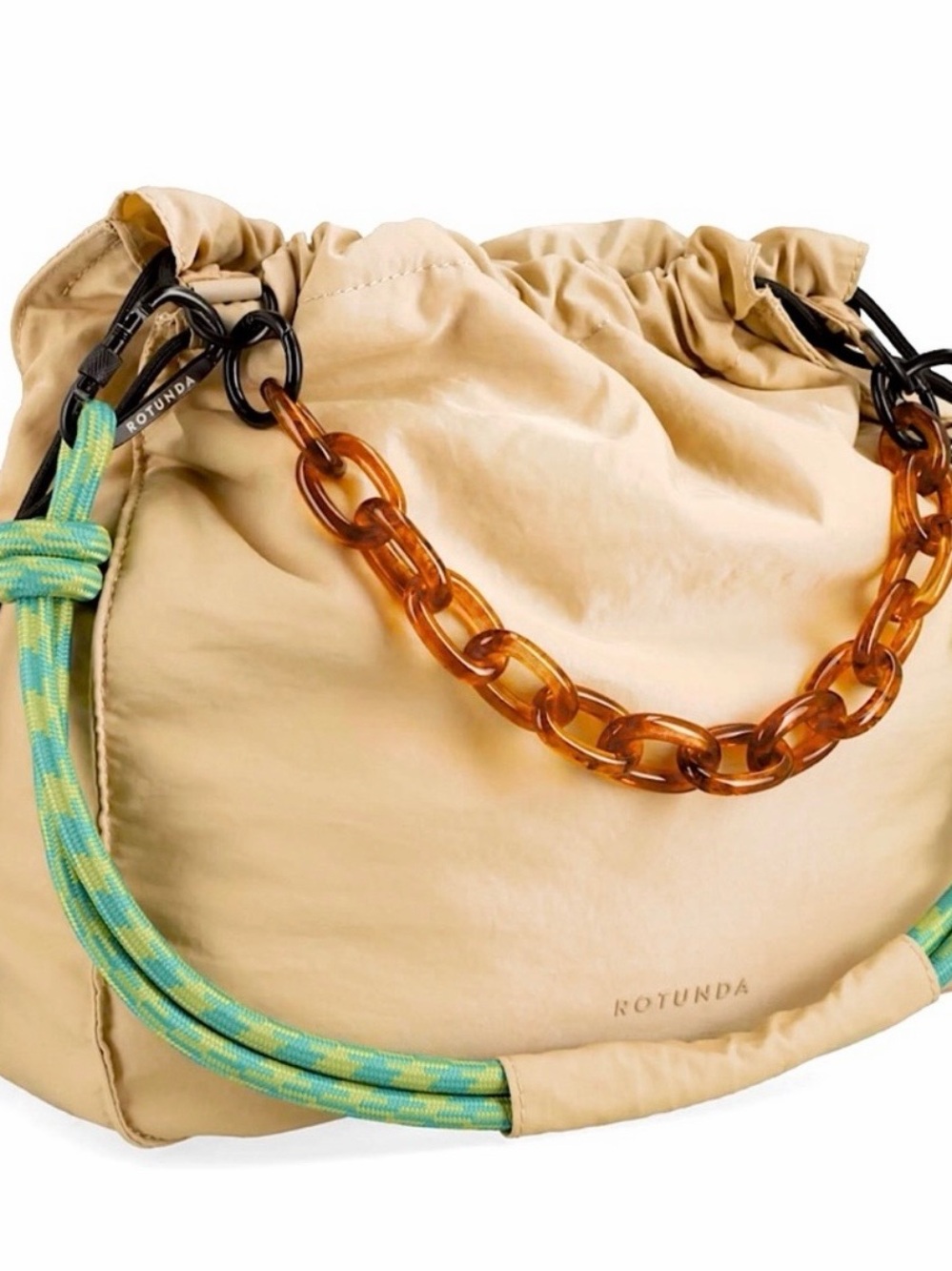 Rotunda x Free People Sant Hobo Bag Beige Nylon Tote with Detachable Straps